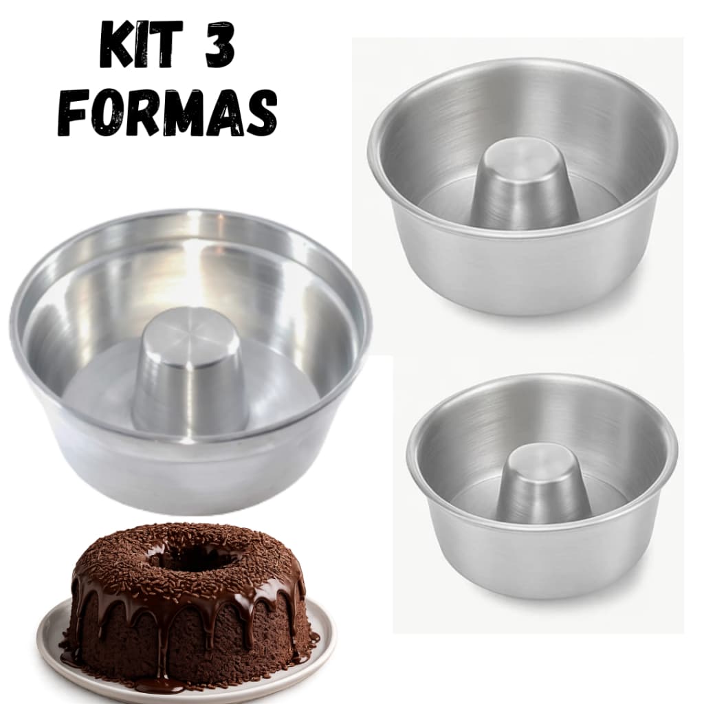 KIT Formas para Bolo com furo MINI 14, 12, 10cm Torta Suíça Pudim bolo 10/12cm 12/14cm