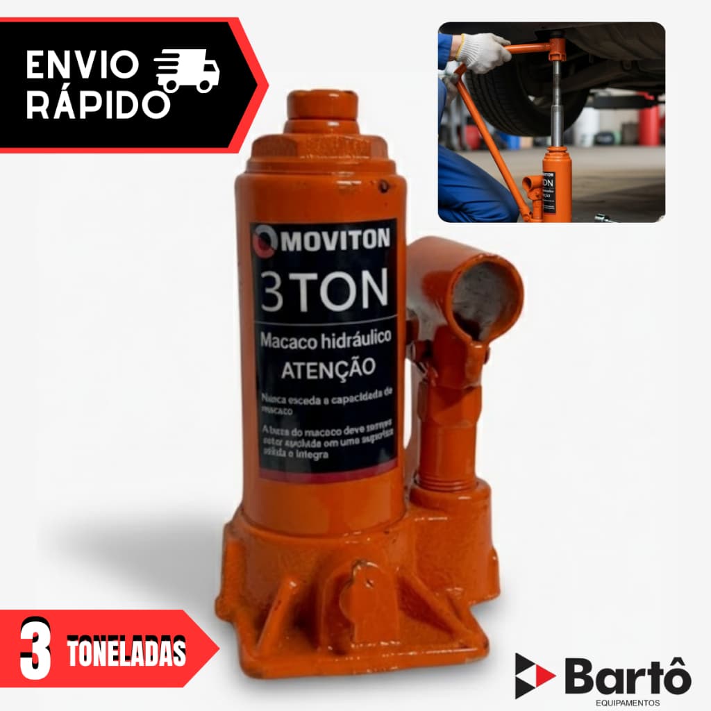Macaco Hidráulico Tipo Garrafa 3 Toneladas