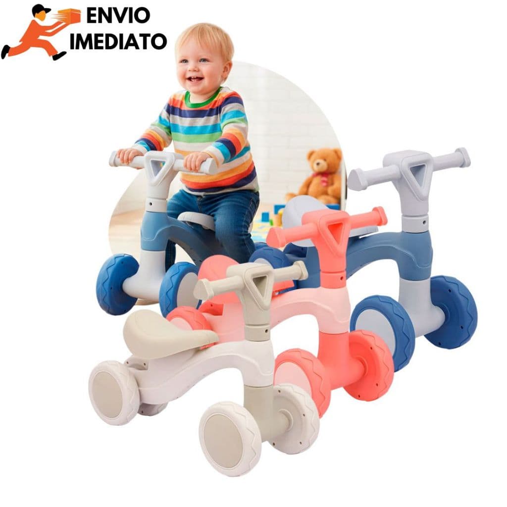 Bicicleta de Equilíbrio Infantil Sem Pedal Andador 4 Rodas Bebê Criança Zippy