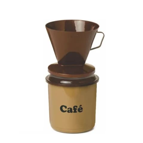 KIt Pote de cafe + Suporte de Plástico para Coador de Café - Design Prático e Livre de BPA, Marrom