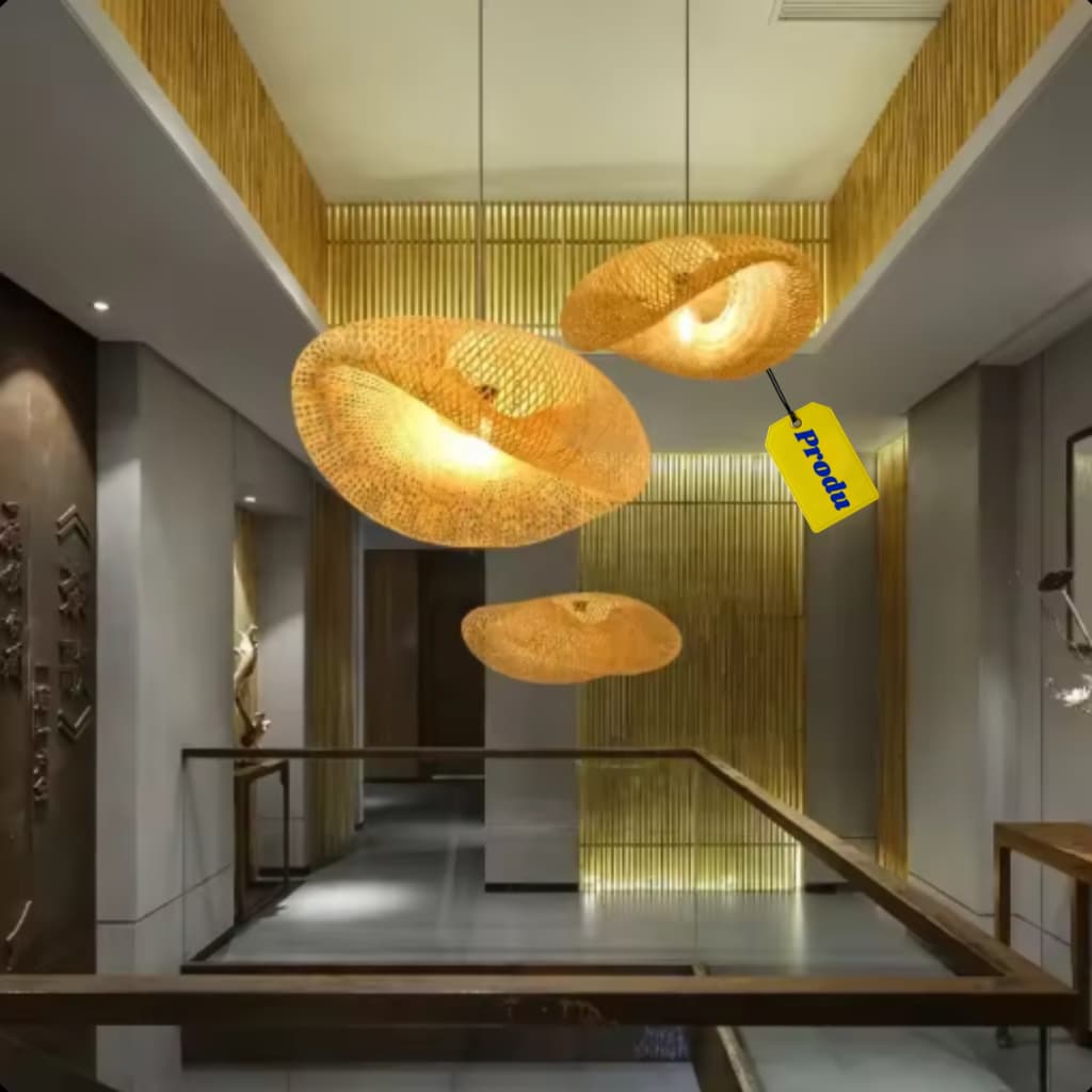 Luminária Pendente Produ Palha Vime Rústico Boho Chic Decoração Sala Quarto Gourmet Lâmpada Inclusa