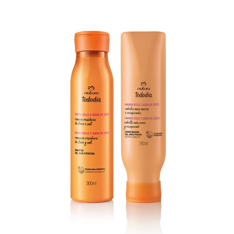 Kit Shampoo + Condicionador Natura Tododia Manga Rosa e Água de Coco Sol Mar Piscina