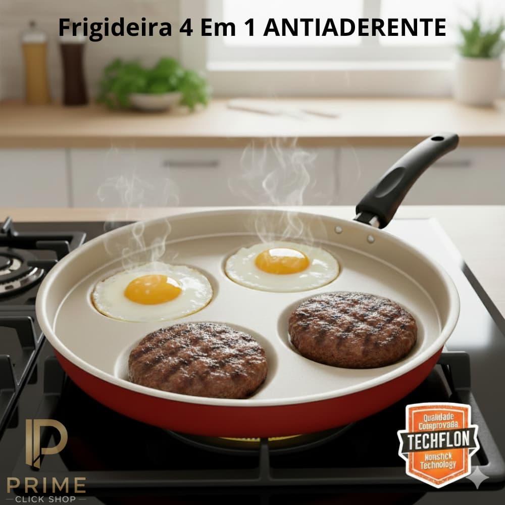 Frigideira 4 em 1 Multiuso Divisorias Antiaderente Nao Gruda Sem Oleo Ovos Omelete Hamburguer Lanche