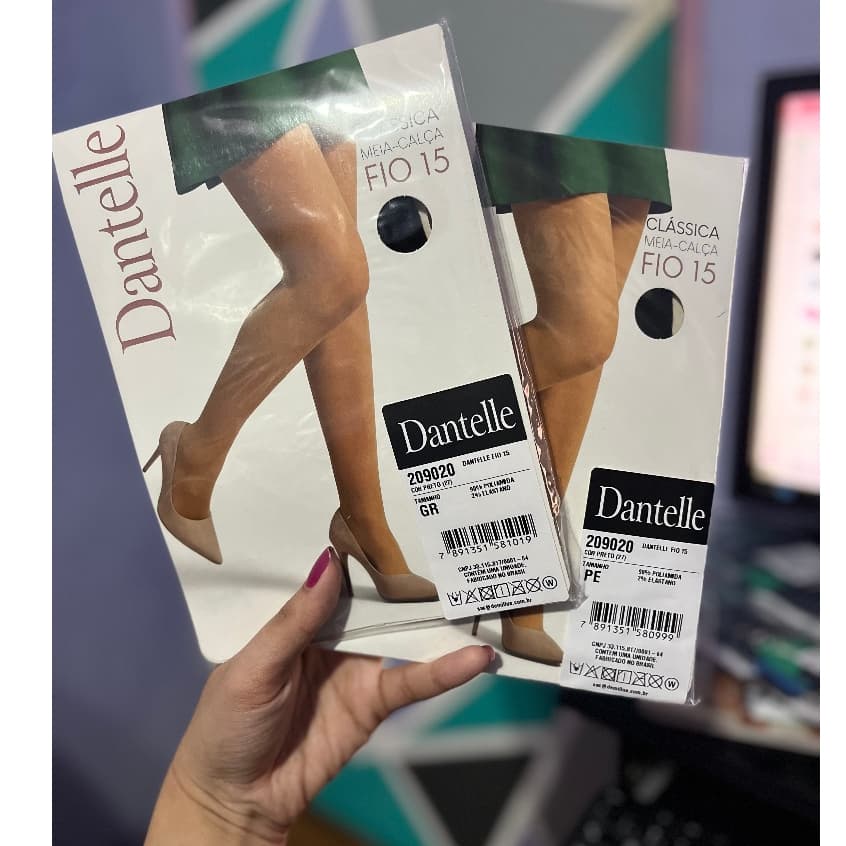 Meia calça preta fio 15 dantelle fina básica clássica confortável