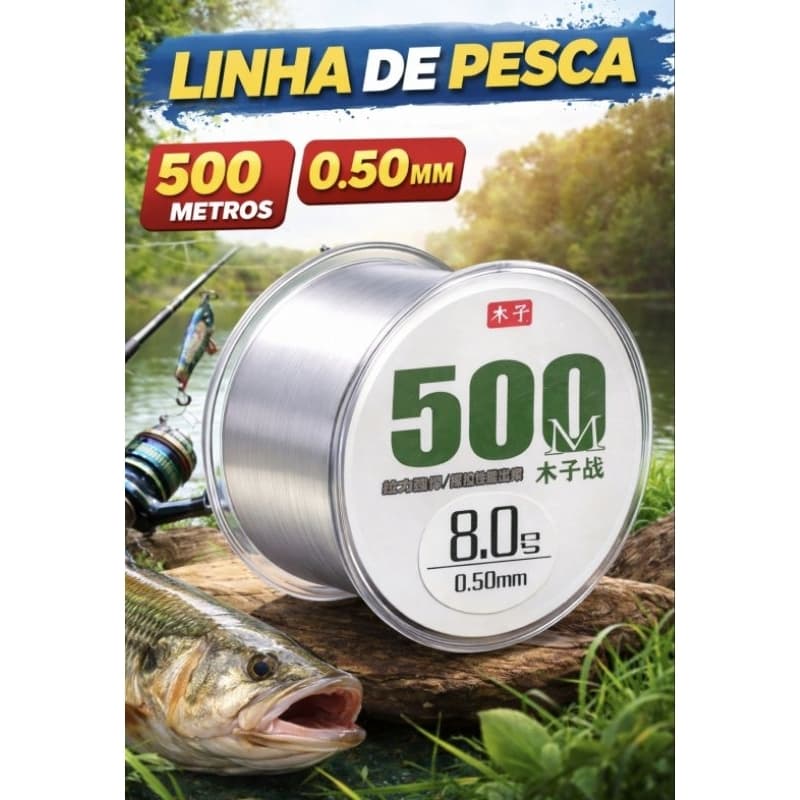 Linha de Pesca Nylon 500 Metros 0.50mm Resistente