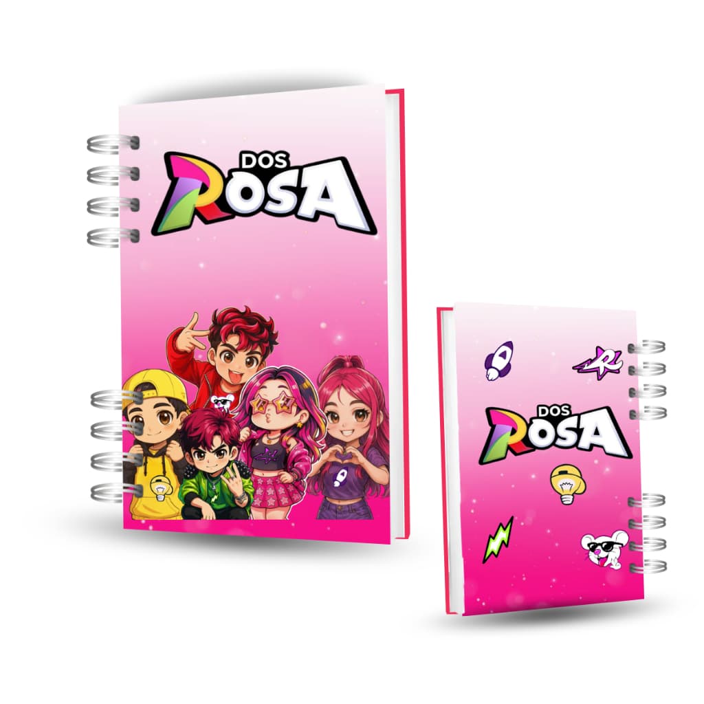 Caderno Escolar Dos Rosa 100 PG |A5 Capa Dura | Capa Personalizado