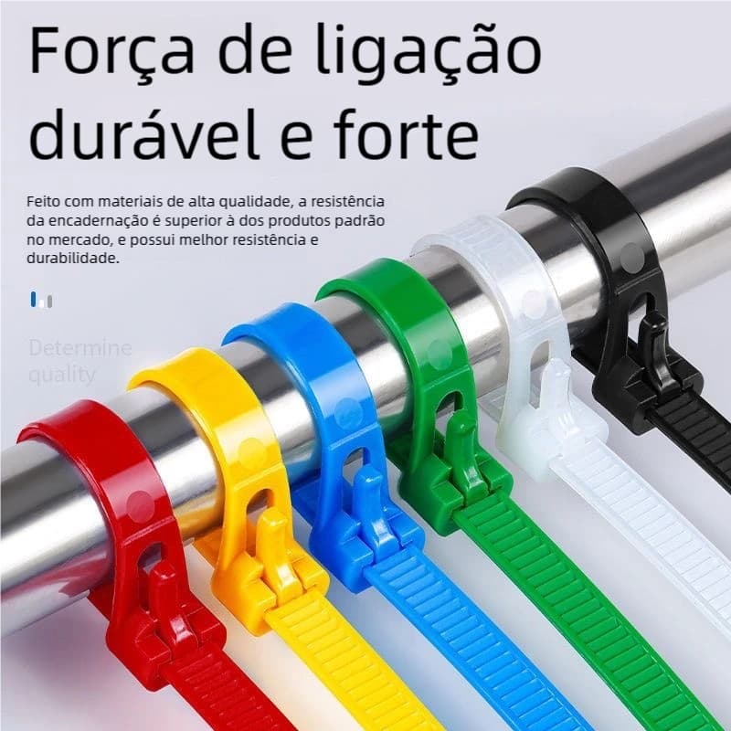Novos 100 PCS Fitas de Cabelo Coloridas Reutilizáveis com Fecho Liberável, Fitas de Nylon Ajustáveis e Auto-Trancantes