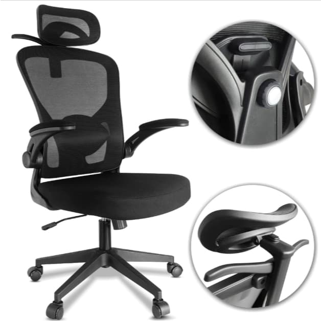 Cadeira De Escritório Ergonômica Com Suporte Para Lombar Giratório E Ajustável e cabide