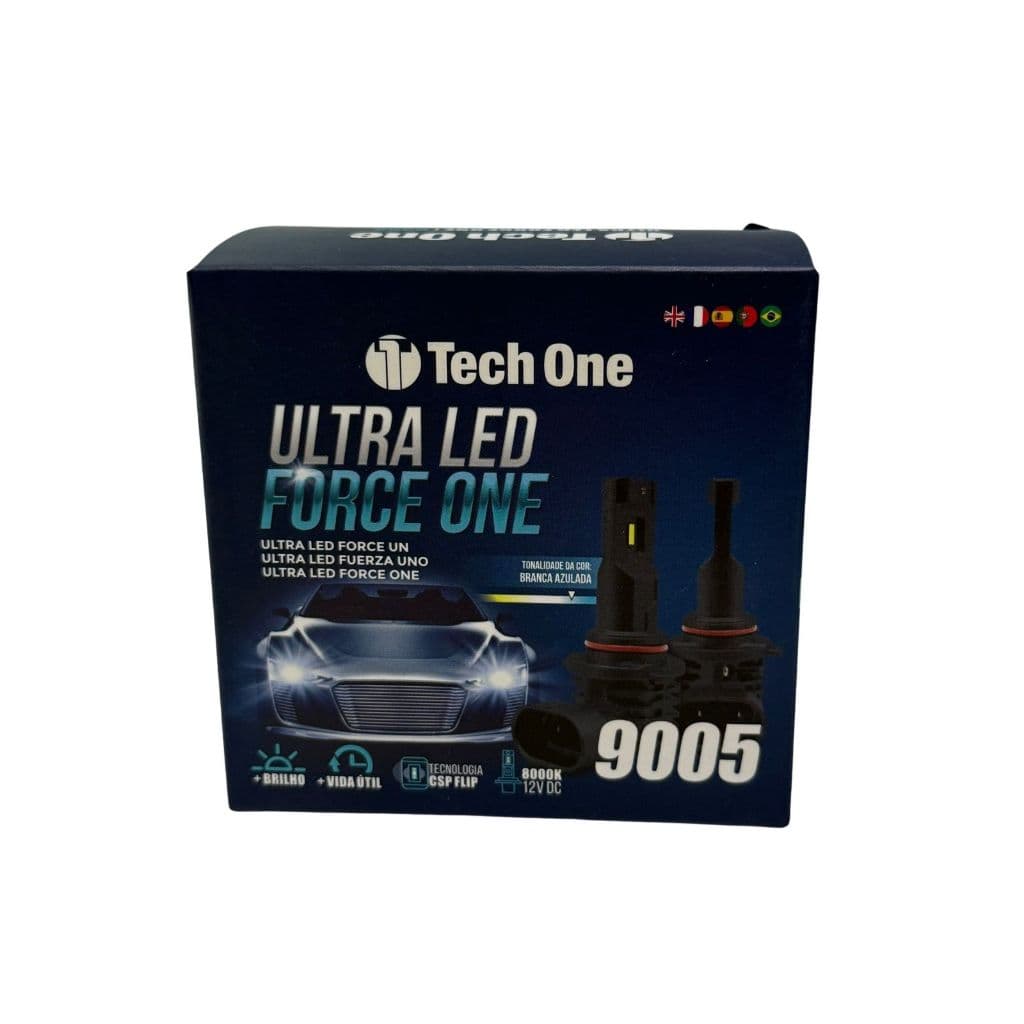 Ultra LED 9005 Tech One 8000K Branco Azulado Alto Brilho Force One
