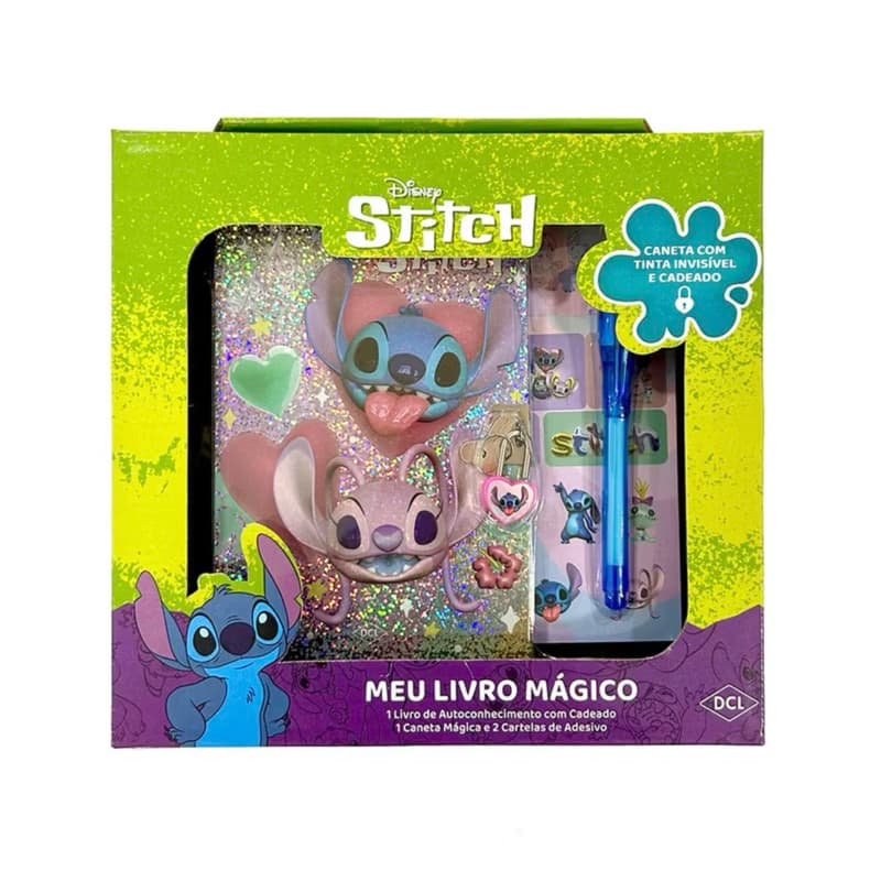 Meu Livro Mágico Disney Diário Infantil C/ Caneta Invisível Stitch Criança Infantil Adesivo
