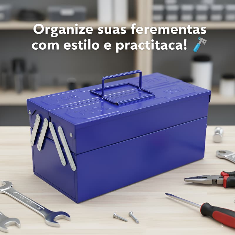 Caixa de Ferramentas Sanfonada 3 Gavetas 42cm em Aço Reforçada Profissional