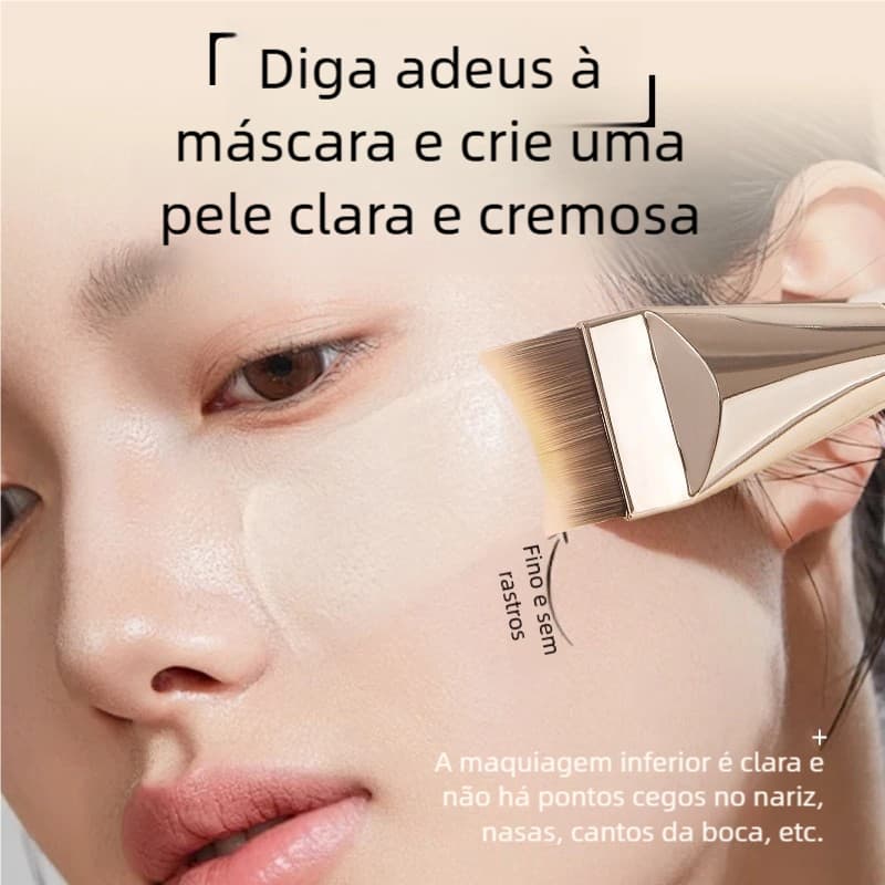 Pincel de Cabeça Chata Ultra Fino para Base - Leve, Perfeito para Contorno e Mistura de Cremes, Para Amantes da Maquiage