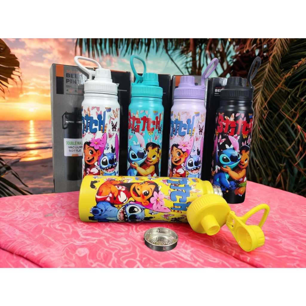 Garrafa Térmica de Água Inox 800ml Stitch  Mantém Quente e Gelado | Infantil | Não vaza