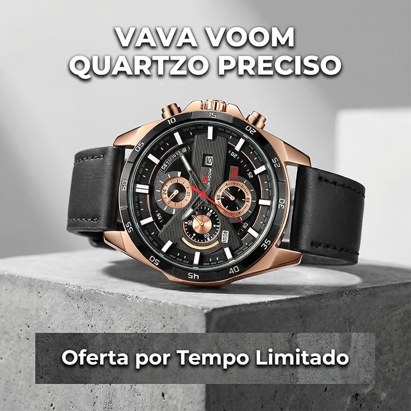 Relógio Masculino VAVA VOOM Social Pulseira de Couro Data Automática Pronta Entrega Luxo