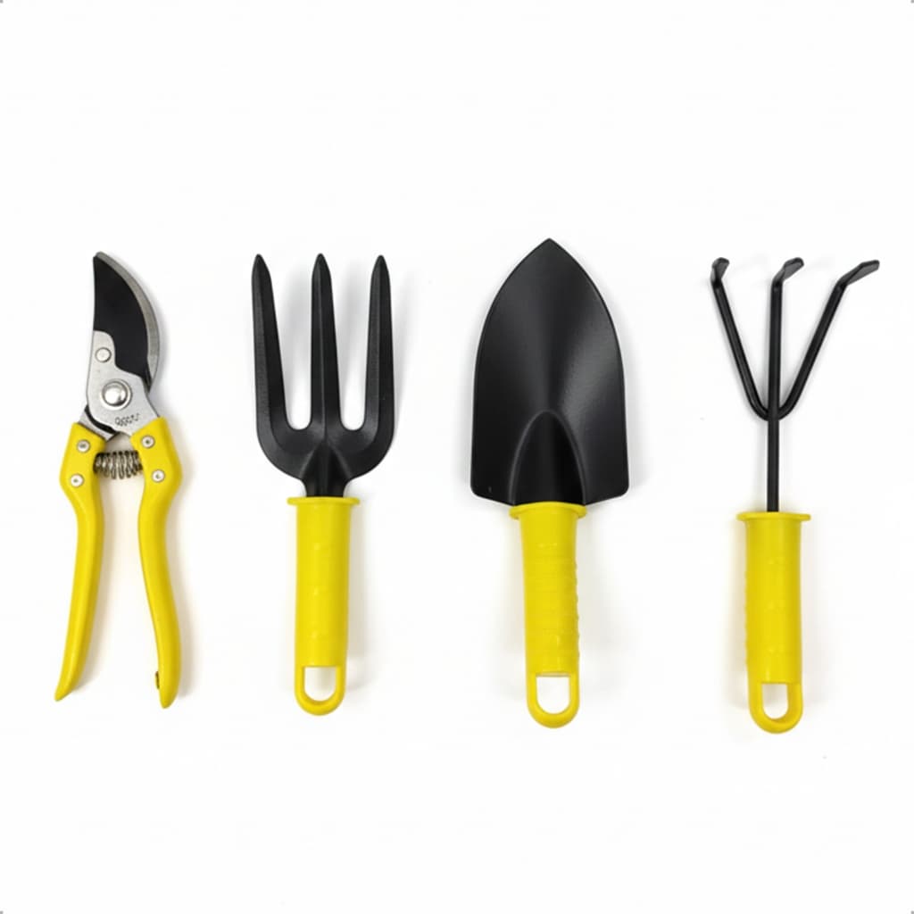 Kit Jardinagem 4 Peças Conjunto Ferramentas de Jardim Cabo em Plástico