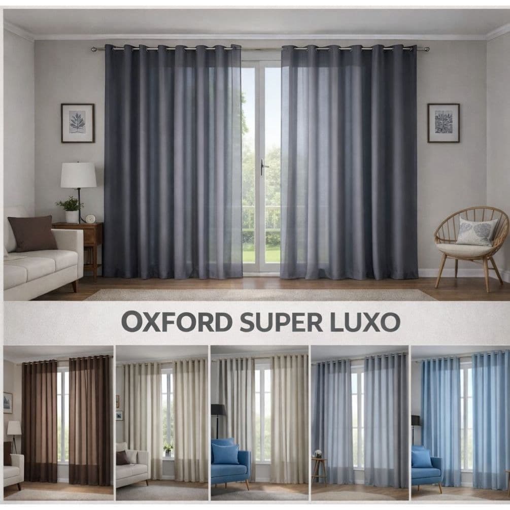 Cortina Oxford Semi Blackout Luxo para Quarto Sala Escritório Varias Cores