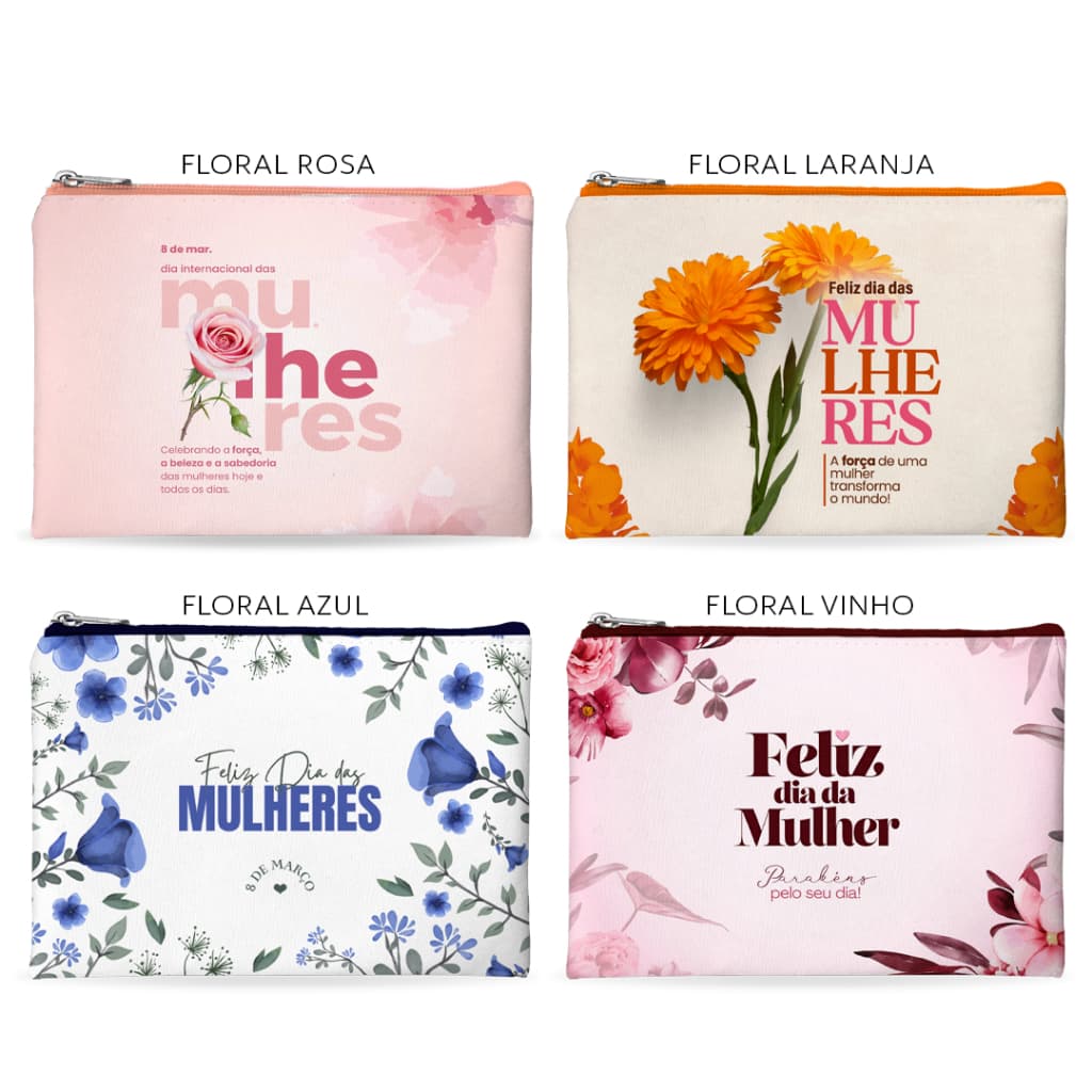Kit 10 a 40 Necessaire Slim Dia Das Mulheres Personalizadas Brinde Lembrancinhas Nome ou Logo