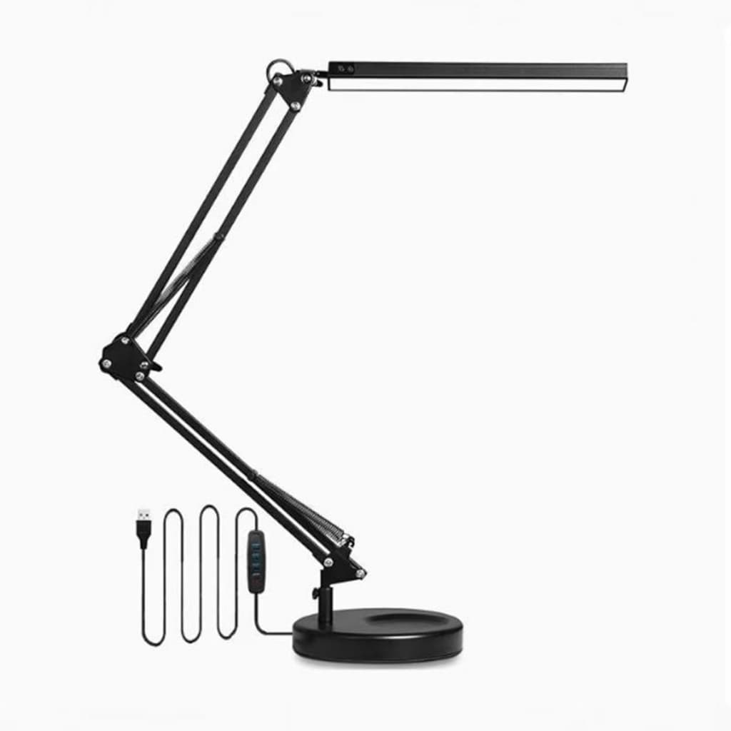 Luminária de Mesa Articulada LED com Braço Flexível 360° Ajustável e Dobrável para Escritório e Estudo