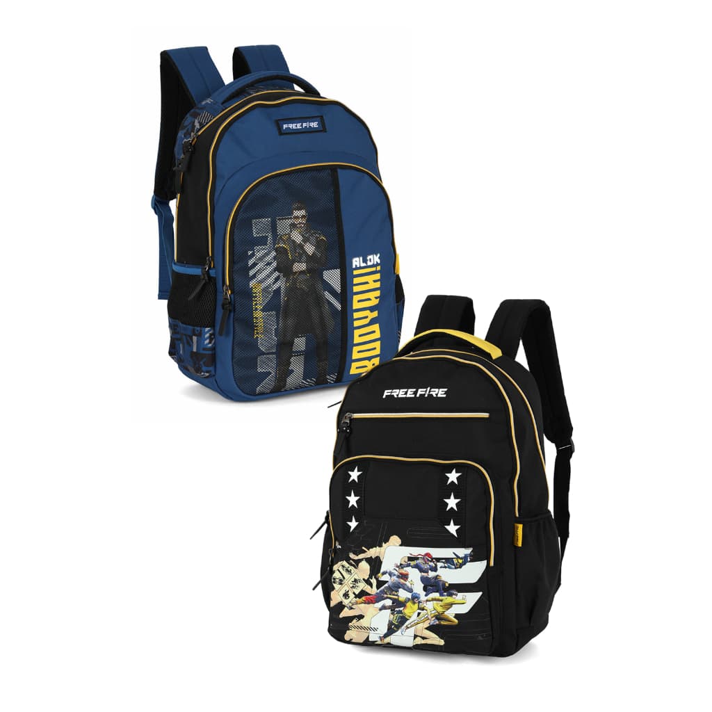 Mochila Costas Free Fire Escolar Game Masculina Azul E Preto