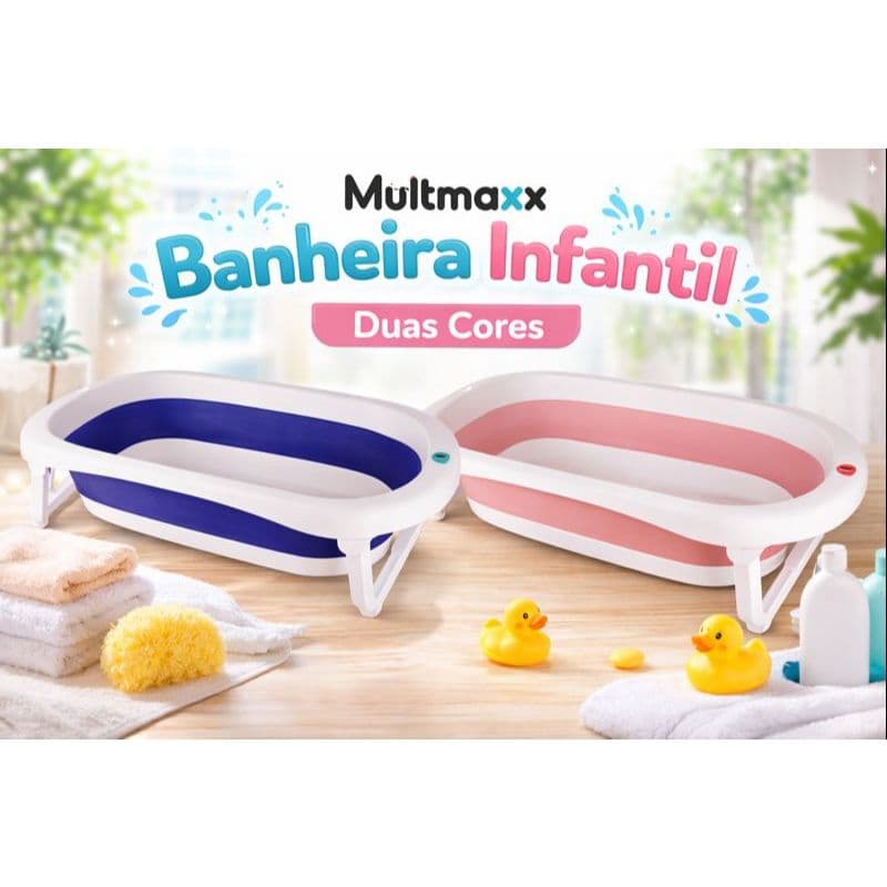 Super Banheira Infantil Dobrável Portátil Premium Antiderrapante Retratil Para Bebe Recém Nascido