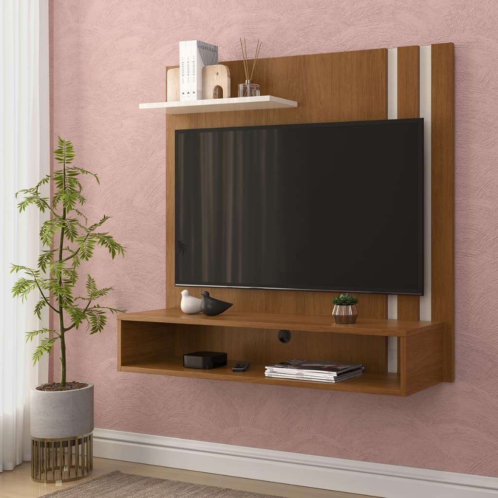Painel com Rack para Tv 32 Polegadas com Nicho e Prateleiras Suspenso Várias Cores - Envio Imediato