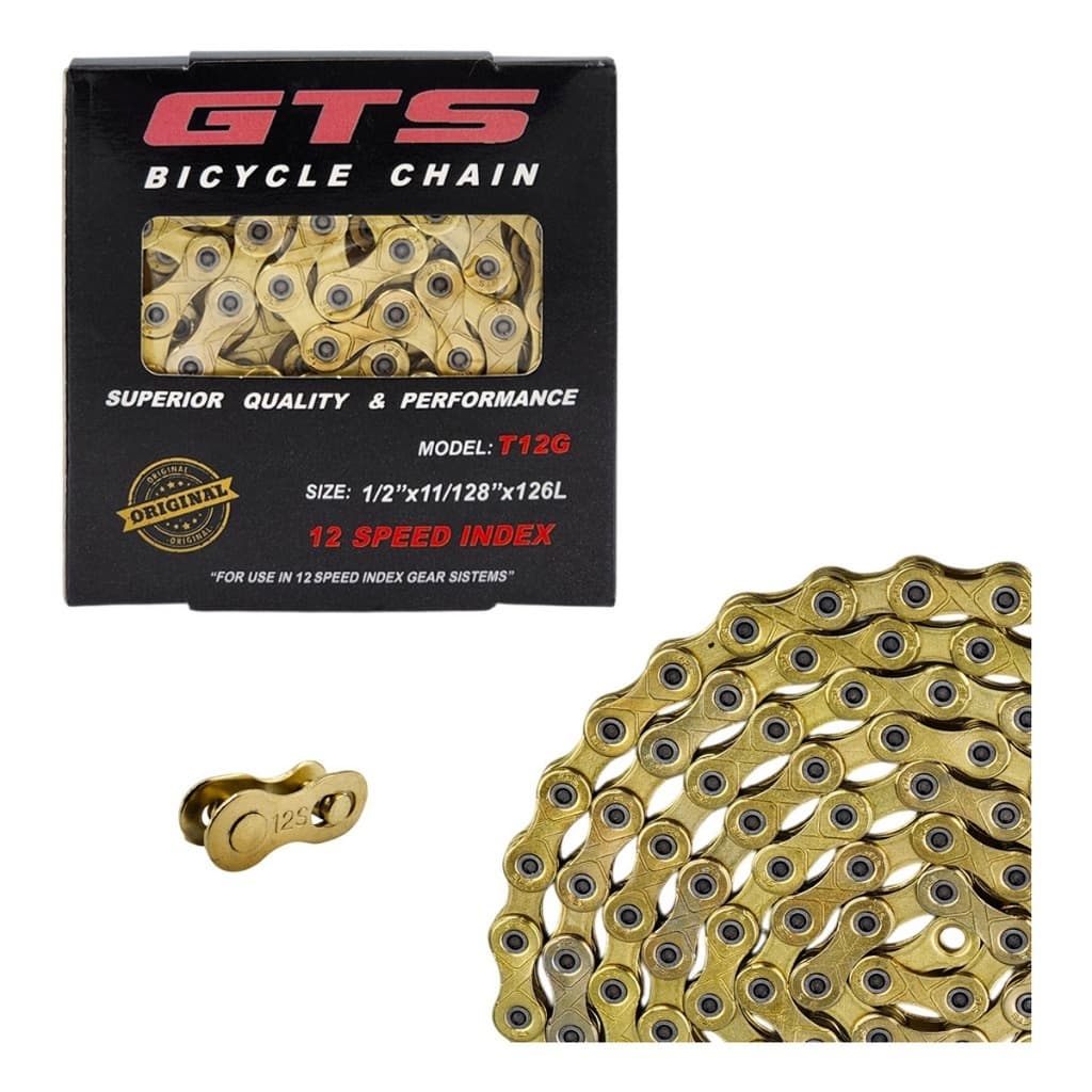 Corrente GTS 12 Velocidades Index Dourada para Bicicleta MTB e Speed
