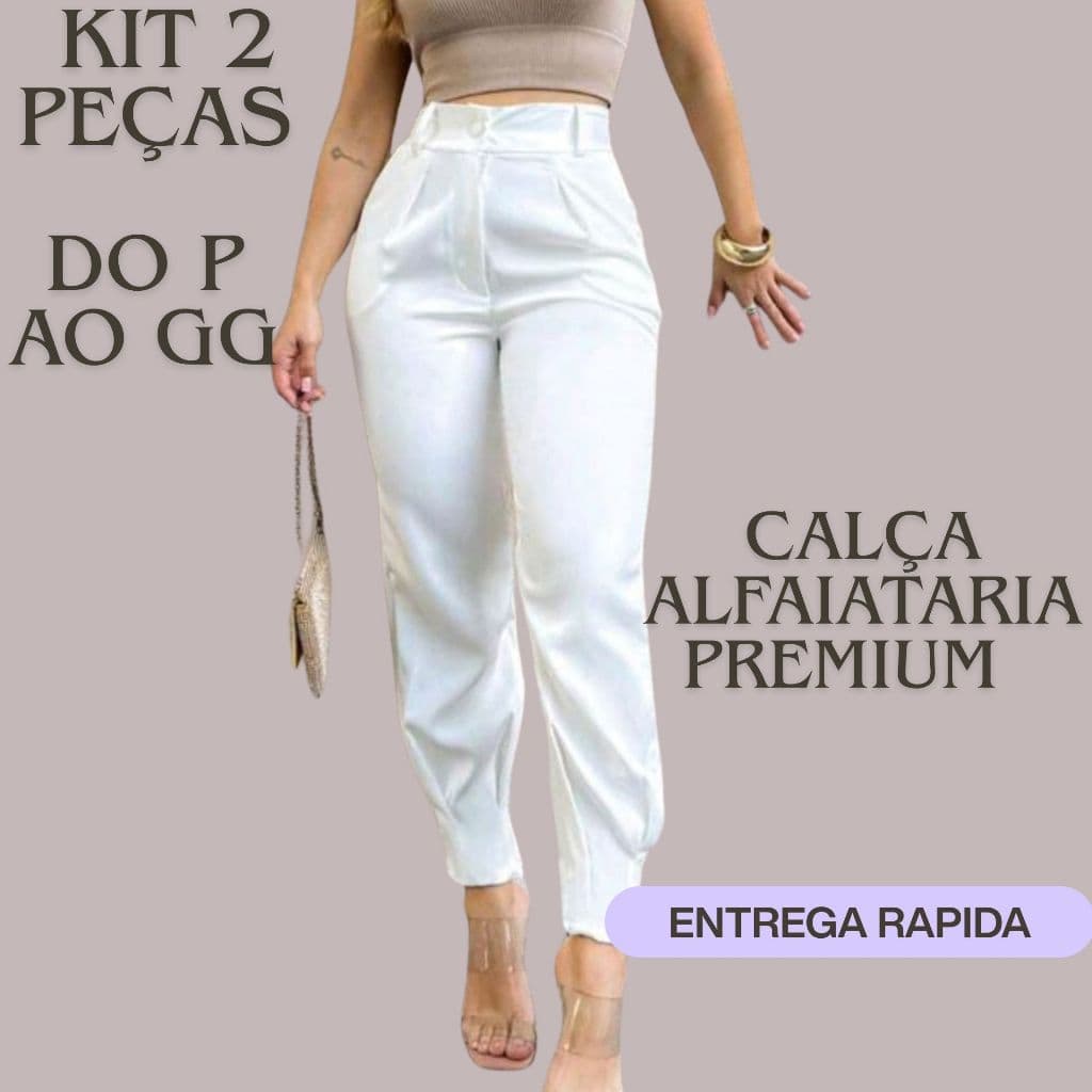kit 2 calças de alfaiataria premium roupa social elegante para o trabalho.