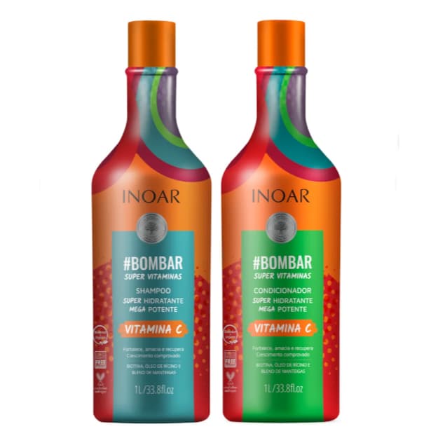 Shampoo e Condicionador Kit Bombar 2x1000ml Inoar - Super Hidratação Mega Potente com Vitamina C