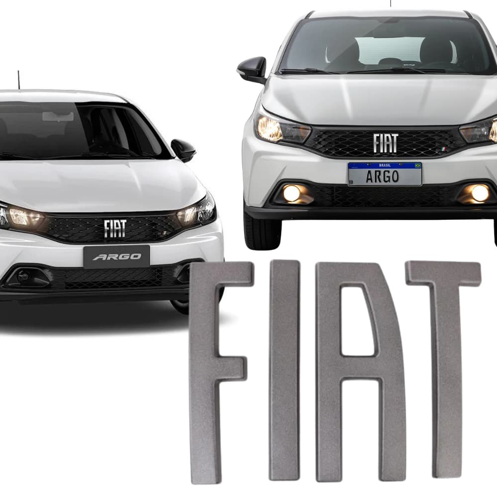 Emblema Dianteiro Grade Letreiro Grafite Cinza Fiat Argo Original 2021 A 2025
