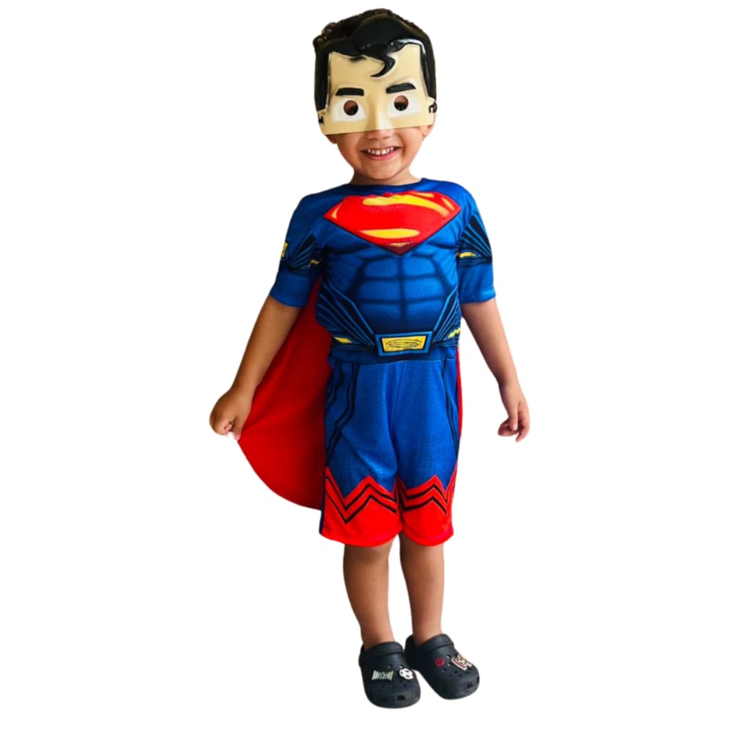 Fantasia Infantil Superman Curto Com Mascara Plastico