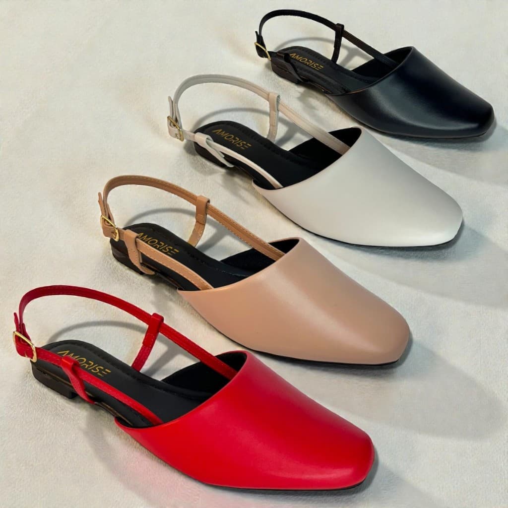 Mule Feminino Com Tiras Bico Quadrado Sapatilha Casual Luxo Conforto