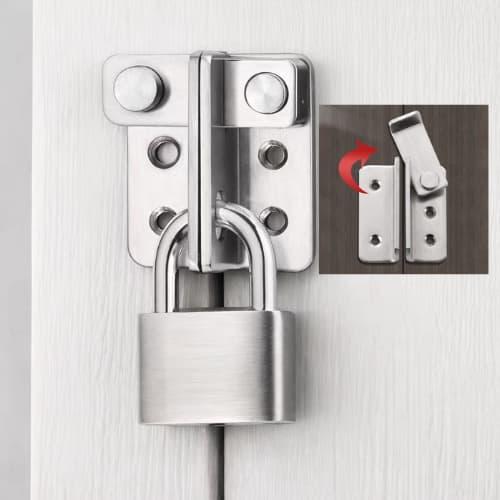 🚪Fecho Antifurto em Aço Inoxidável | Trava Reforçada para Porta, Armário e Janela | Suporte para Cadeado 2 TAMANHO