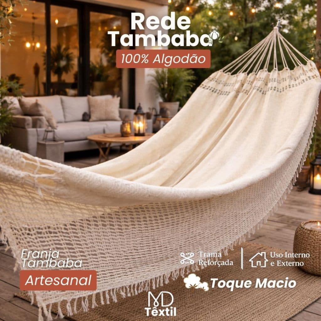 Rede de Descanso Tambaba Casal Gigante 4,30m Punho a Punho 100% Algodão