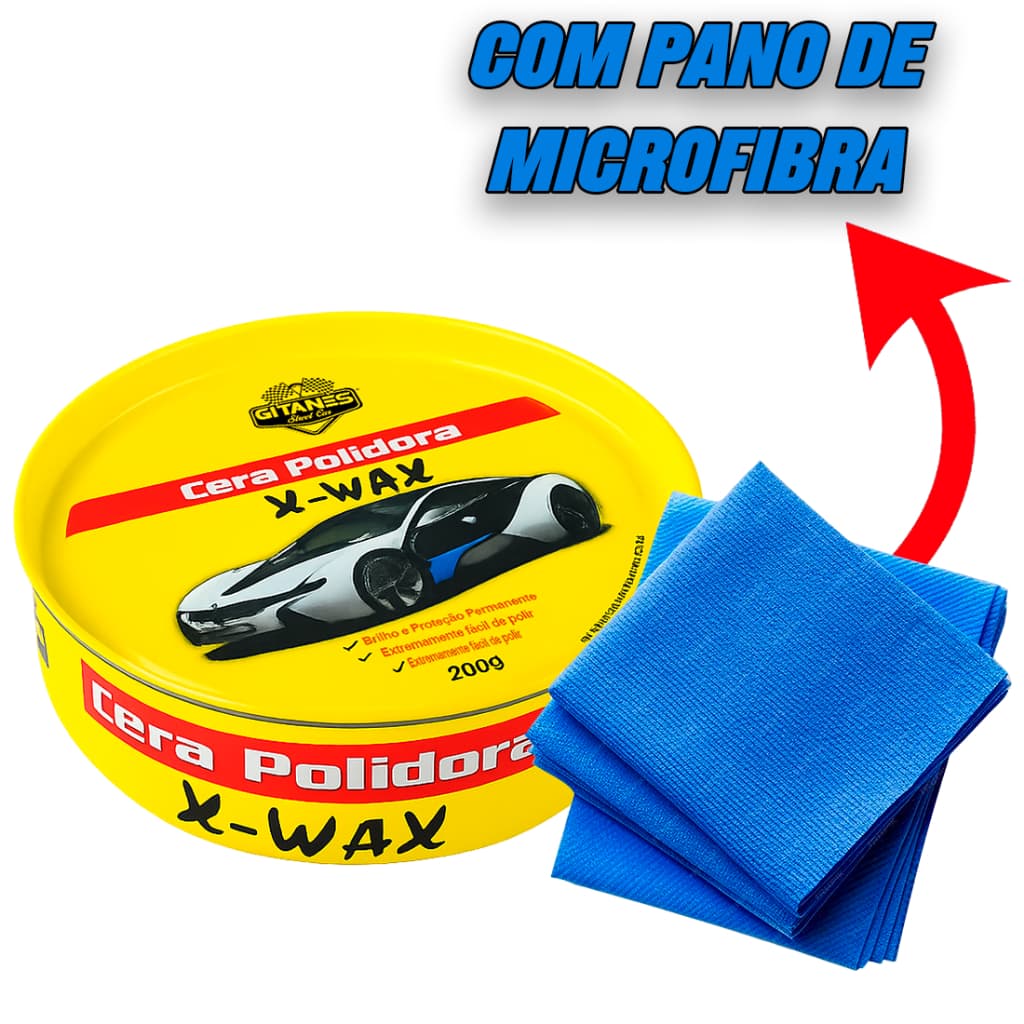 Cera Cristalizadora Automotiva, Brilho Intenso na Lataria + Toalha de Microfibra