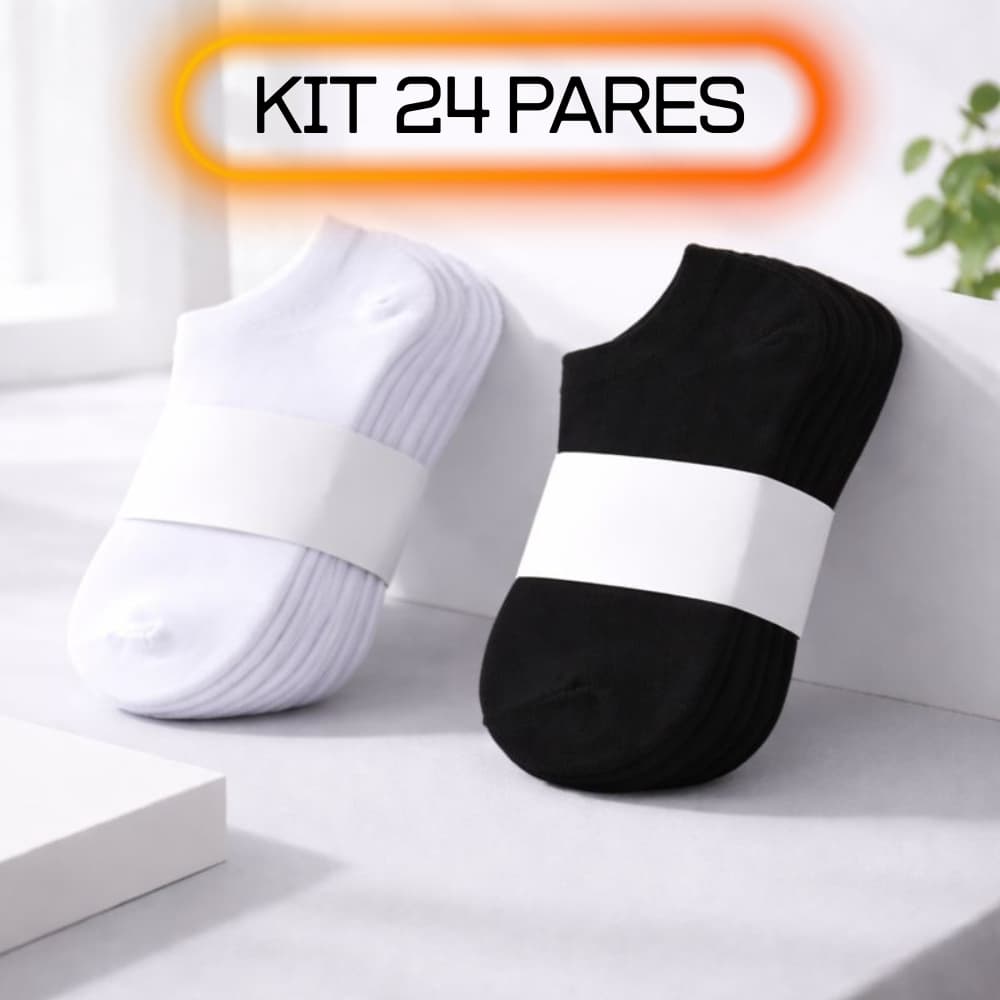 Kit 24 Pares Meias Soquete Cano Curto Adulto Unisex Premium Respiráveis