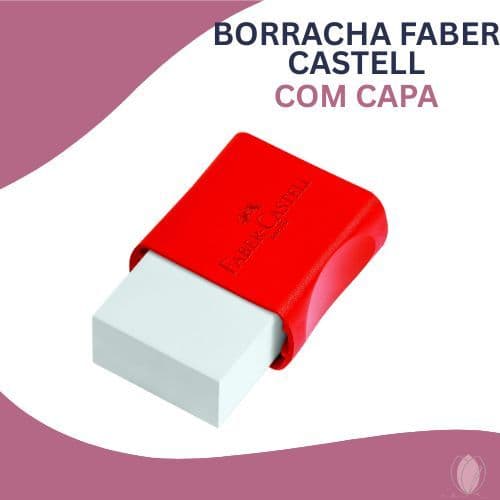 Borracha Escolar Faber-Castell com Capa Plástica Vermelha