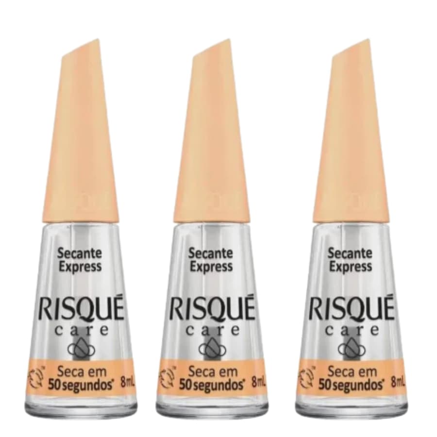 KIT 3 Esmalte Secante Express Risque Care Seca em 50 Segundos