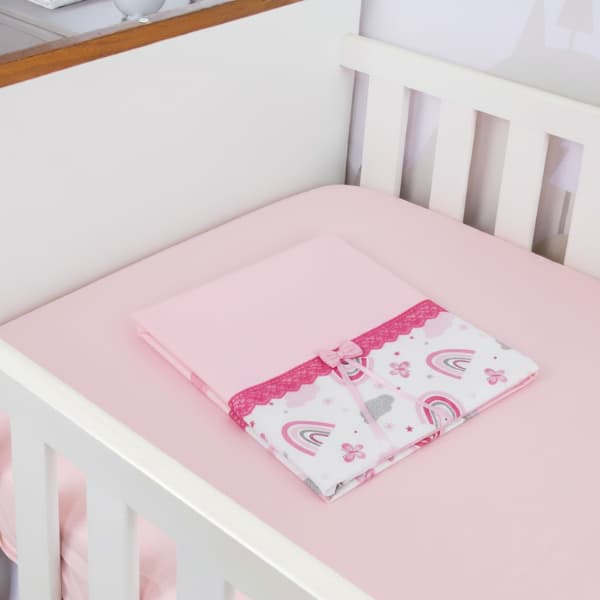 Lençol Avulso Com Bainha e Barrado Estampado MINI BERÇO de Bebê Percal 400 fios Super Macio