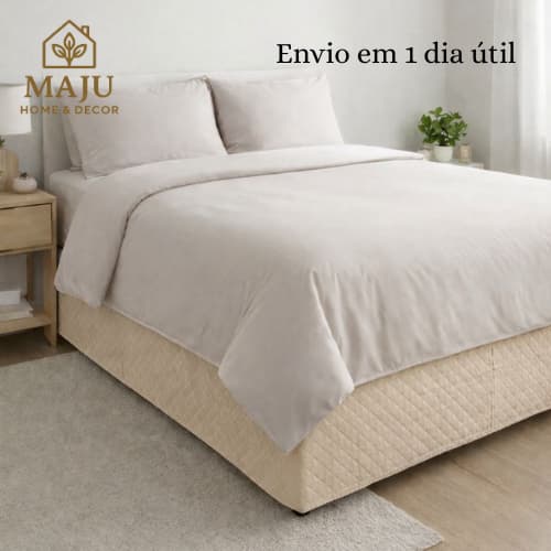 Saia Para Box Cama Casal Tecido Microfibra Com Elástico 100% Poliéster Proteção Capa Box