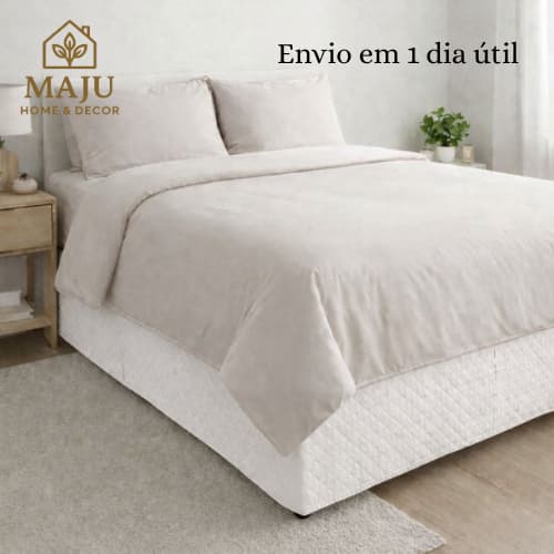 Saia de Box Cama Queen Matelassê Ultrassônico 100 Poliéster Capa Box Proteção Tecido MIcrofibra