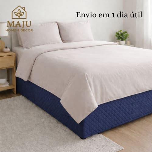 Saia Box King Capa Box Com Elástico Microfibra 100% Poliéster Decoração Quarto Proteção Matelado