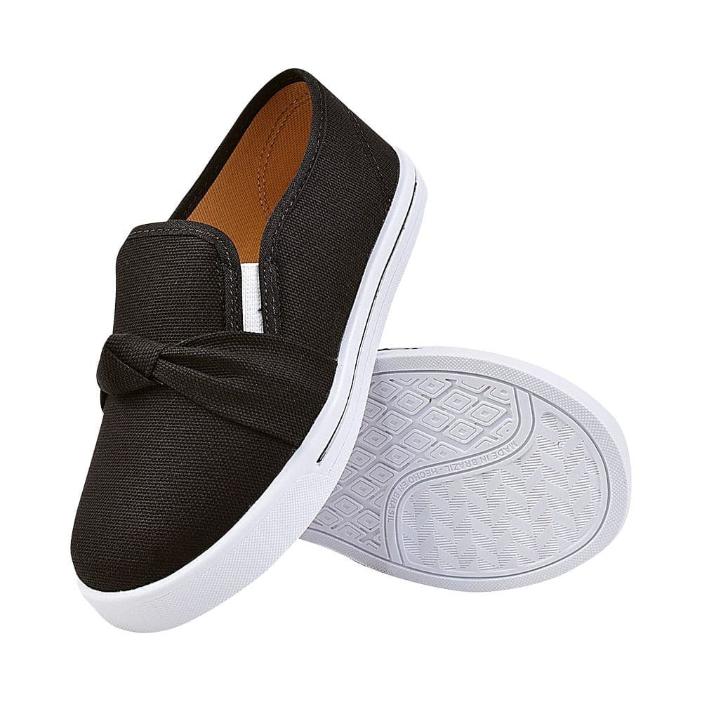 Tênis Slip On Infantil Feminino Calce Fácil Com Detalhe de Nó