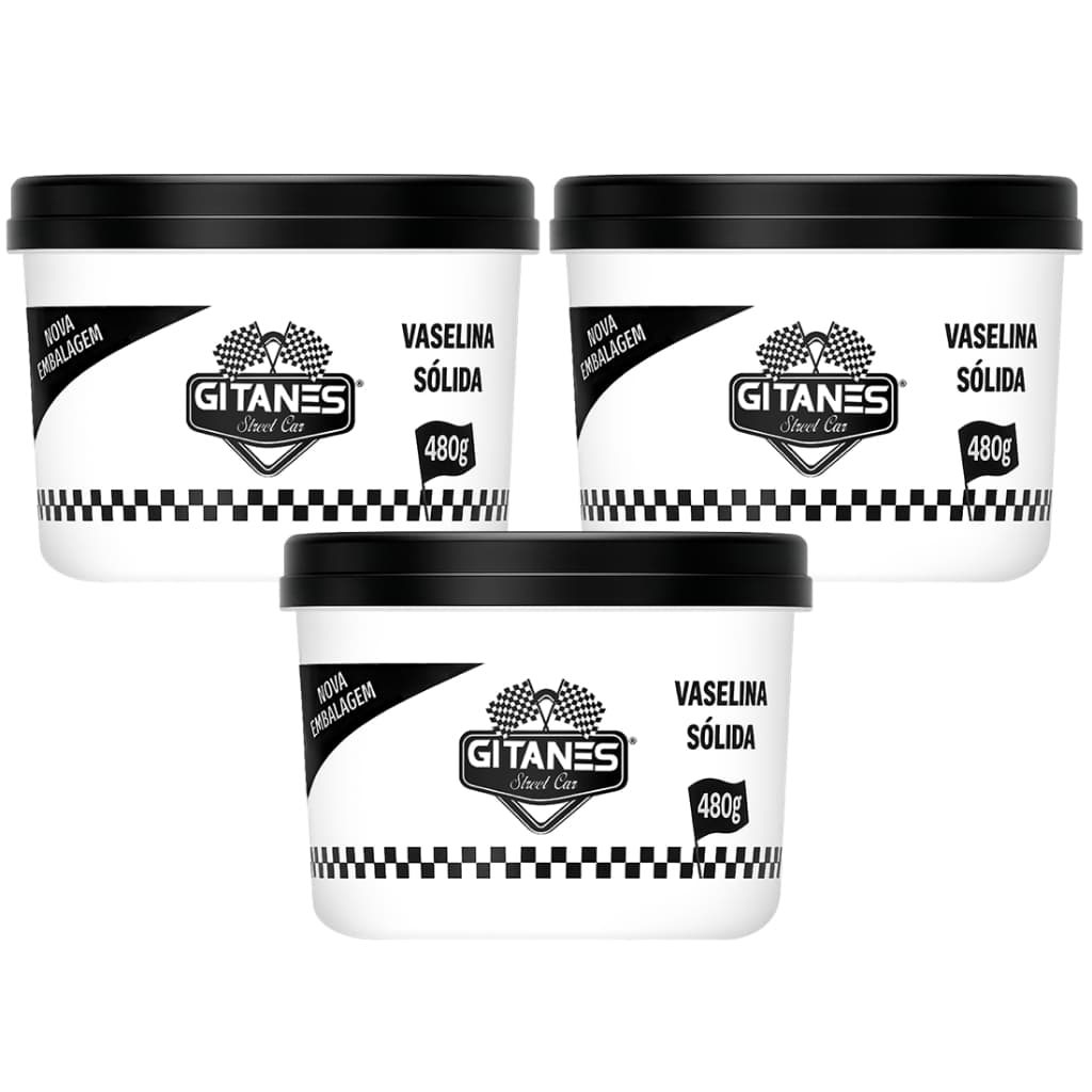 3 Vaselina Sólida Branca Lubrifica e não deixa Ranger - 480g