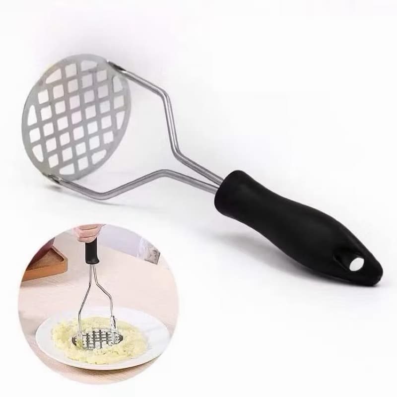 Amassador de Batatas e Legumes em Aço Inox Cabo preto