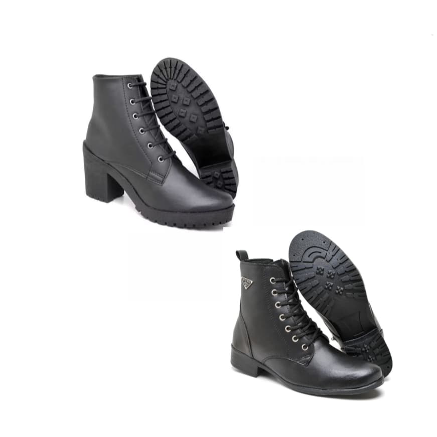 Bota coturno feminina cano médio+ bota feminina preta com salto grosso