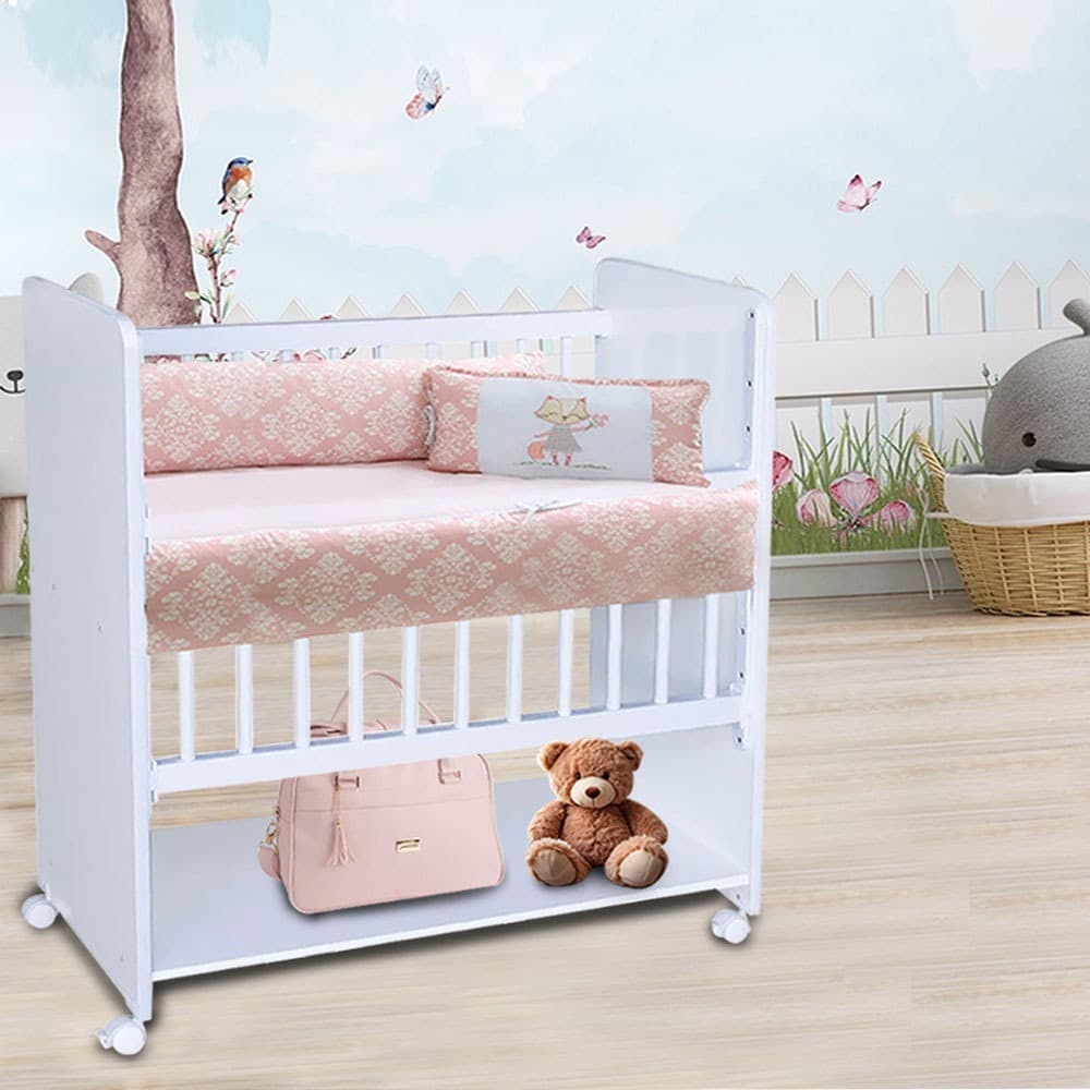 Mini Berço New Baby Com Colchão e Grade Móvel Perfil
