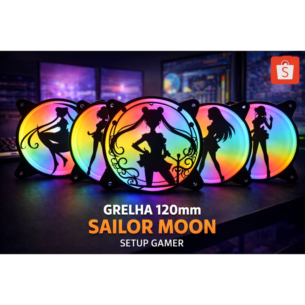 Grelha Fan Sailor Moon Setup Gamer Pc Gamer Fan 120mm Capa