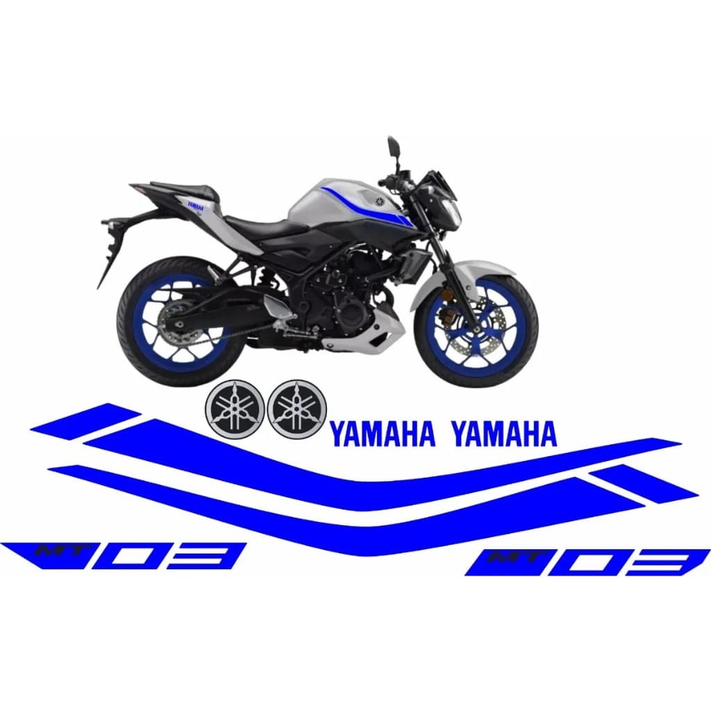Kit Faixas Yamaha Mt-03 2019/2020 Adesivo Refletivo Azul