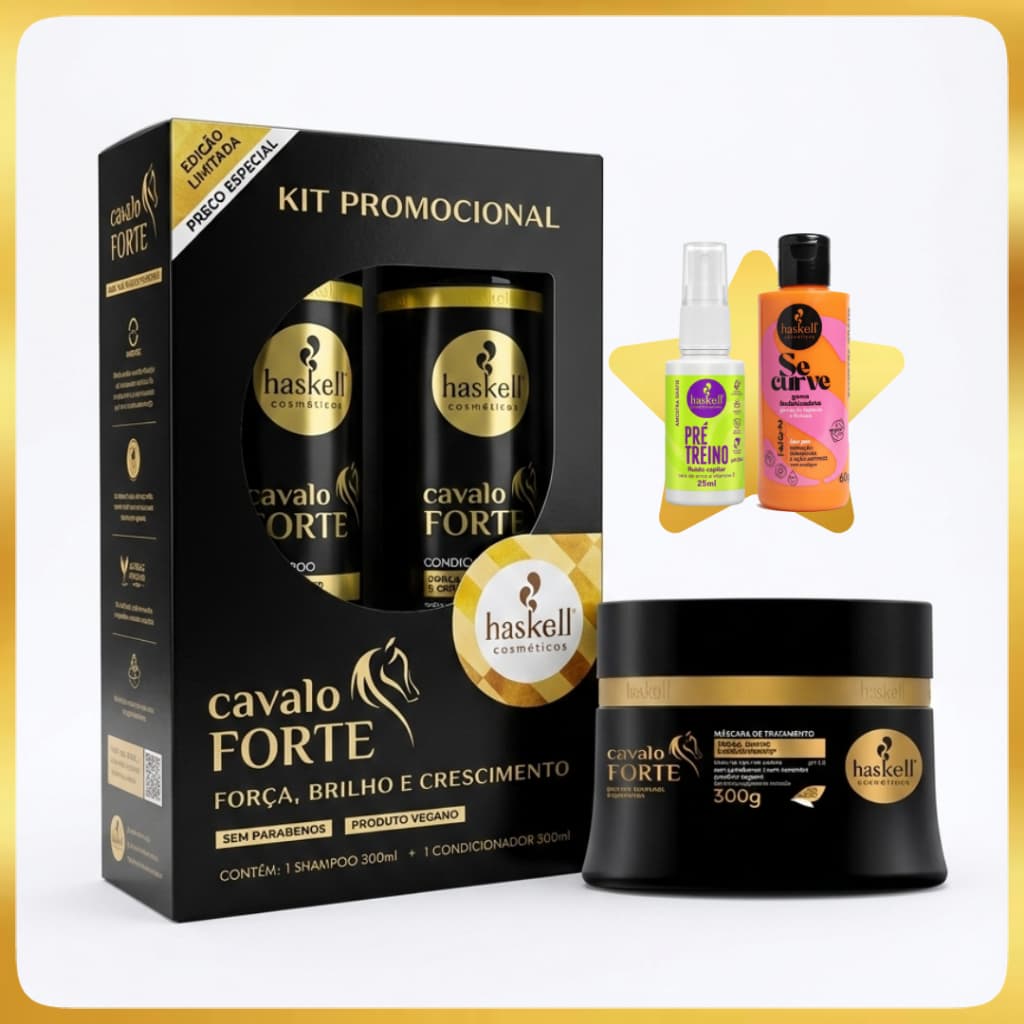 Kit Haskell Cavalo Forte Shampoo Condicionador Mascara 300g