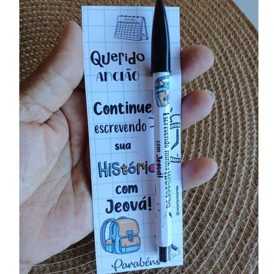 Caneta personalizada com card Anciãos Servos  | Mimo Presente